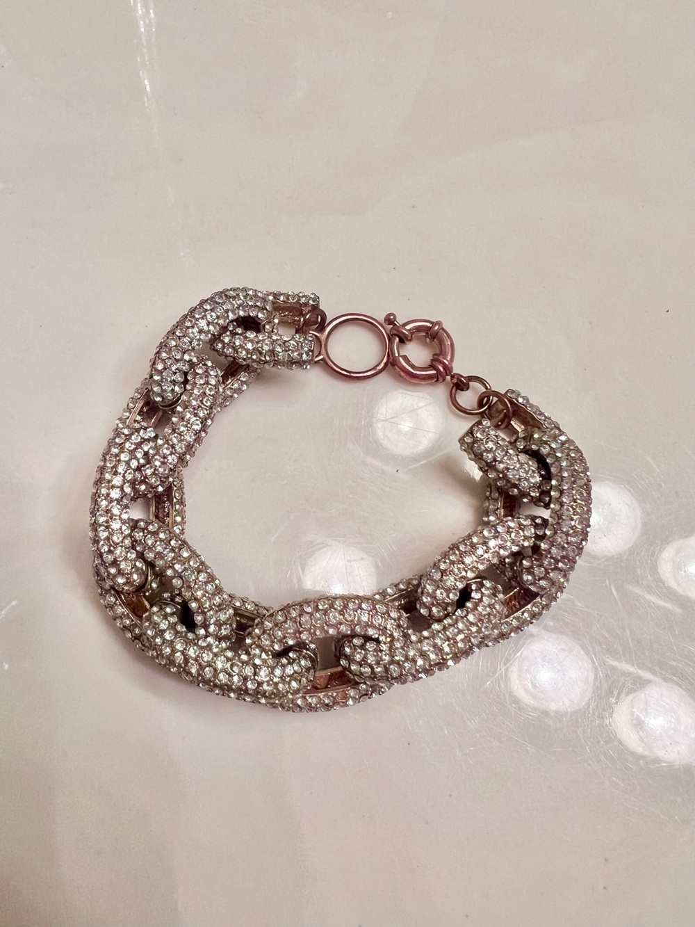 Crystal Pave Gold Chain Link Bracelet